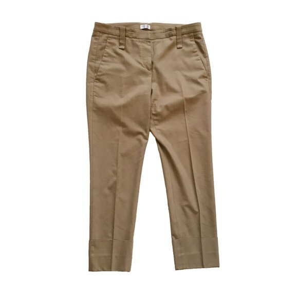 Brunello Cucinelli Cuffed Pants Trousers Womens 42 6 Beige Tan High Rise Cropped - Picture 3 of 15